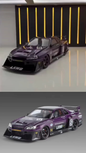 🌺MF  GTR R34 Skyline Widebody Modified JDM Sports Car 1:24 Alloy Diecast Model Toy Light & Sound