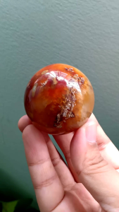 #JD016 Agate | อาเกต 🧡 สีส้ม ขนาด 4.4 cm #sardonyxagate ทรงกลม