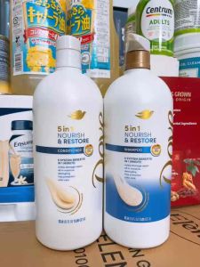 Nguyên Cặp Gội + Xả Dove Nourish & Restore 5 in 1 + Vitamin B5 1 Lít Của Mỹ