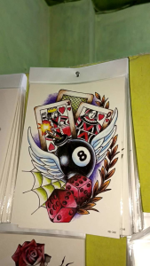 tato temporer motif bola brliar kartu 3D tahan lama anti air