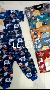Setelan baju piyama anak motif printing Animal Tangan pendek celana panjang usia 1- 5 tahun