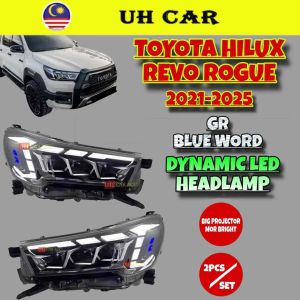 (GR) (BIG PROJECTOR) Toyota Hilux Revo Rogue 2021-2025 Dynamic Triple Projector Led Head Lamp Headlamp Headlight Light Running Signal