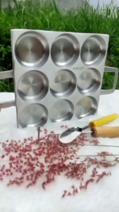 Alat Kue / Cetakan Kue Mini Bikang Cungkil Lumpur / Cetakan Wingko 9 Lubang Tebal Anti Lekat Kitchenware Aluminium / Loyang Set Martabak isi 9 Bulat Dapur Putih