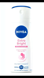 พร้อมส่ง 🎯เอ็กซ์ตร้า ไบรท์ เรเดียนท์ แอนด์ สมูท สเปรย์ 60 ml Nivea Extra Bright Radiant & Smooth Bright & Health Skin