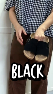 ✨️BoBa.Shoes🍂รองเท้าแตะแฟชั่นผ้าหนังกลับ(ห่อผ้ากำมะหยี่)ผ้านิ่มมากใส่สบายเท้า(พร้อมส่ง)