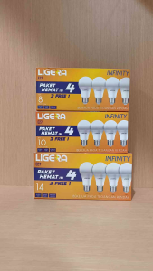 Paket Hemat Lampu LED LIGERA INFINITY 8W 10W 14W 4 PC Cahaya Putih 6500K Fitting E27