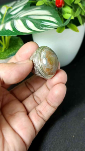 Cincin Batu Bacan Motif Kembang Real Picture