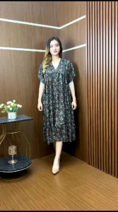 PAULA DRESS//DASTER HAWET RAYON MOTIF BUNGA//DASTER TERBARU LENGAN PENDEK