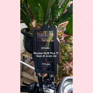 GUB Plus 17 Original Alumunium Alloy Holder HP Motor Full Besi Waterproof Anti Getar Tahan Air Rotasi Flexible 360 Derajat Breket HP Sepeda Motor Tempat Handphone Dudukan Ponsel Ada Lubang Cas Penyangga Tatakan
