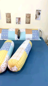 Sprei Kaos Confetti Karet Keliling + Sarung Bantal Guling Katun Motif Babyliss