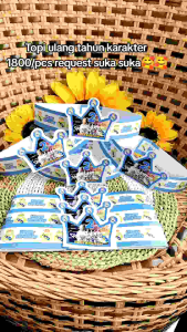 Topi ulang tahun isi 10-50 pcs+ desain foto anak(bisa request karater)Topi pesta/Topi ultah custom/Topi ulang tahun anak Bahan premium Glosy