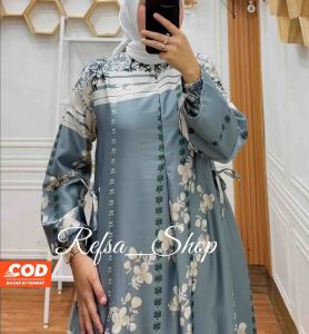 Drees Motif Teratai Terlaris  /Gamis Pesta Silk Premium  /Baju Motif Buat Pesta  /Gamis Semi Sutra