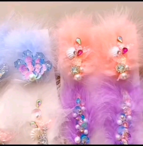 High Quality Childrens Feather Hair Clip Princess Fairy Tassel Ear Hanging 儿童羽毛头饰流苏耳挂