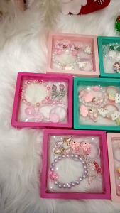 Childrens Bracelet Set Unicorn Mermaid Princess Hair Rope Ear Clip Jewlery 儿童美人鱼手链套装