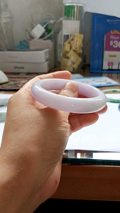 Grade A jadeite bangle 57.5mm sg can view and try 缅甸天然翡翠a货