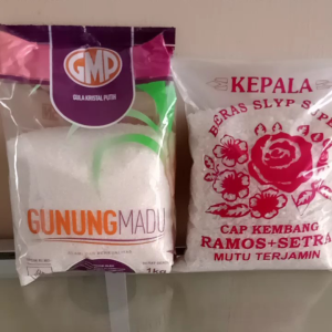 Paket Sembako Beras Ramos Setra Cap Kembang 1 KG + Gula Pasir GMP Gunung Madu 1 KG
