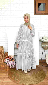GAMIS KOREAN MOTIF LINE TEEN SERIES LD 96 GAMIS REMAJA NERA BY CUTETRIK TERBARU 2025 MOTIF SALUR MOTIF GARIS