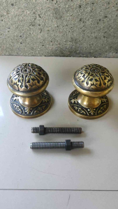 Knob Pintu Rumah Kuningan Antik Motif Ukir 2 pcs