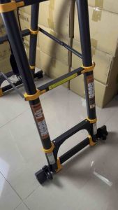 TANGGA DOUBLE TELESKOPIK LADDER TELESCOPIC 1.7 X 1.7Meter Total 34M DT Premium Aluminium Hitam Tebal 17m+17 m