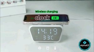 Desk Table Alarm Clock Fast Charging for iphone Android Qi Wireless Portable Chargers Digital Clock Wireless Charger