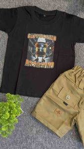 kayla kids Setelan baju kaos distro gambar anomali capucino asasino dan celana cargo pendek anak laki-laki usia 1-9 tahun