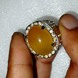 Batu Akik Yaman Sulaiman Kalsedon Yellow Chalcedony Sunkiest Ring Titanium Size 8