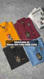 Kemeja Pria Polos Lengan Pendek Maron Navi Abu Hitam Ungu Lilac Biru Muda