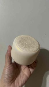 Affordable Muji portable bluetooth speaker featuring a minimalist white cylindrical design 😍👌🏻