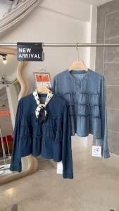 เสื้อยีนส์ แขนยาวกระดุมสีทอง