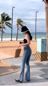 Highwaist Cutbray Jeans Wanita Loose - Celana Highwaist Cutbray Kekinian - Celana Cutbray Jeans Cewek Highwaist Stretch Panjang