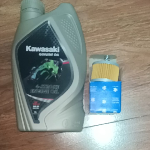 KAWASAKI GENUINE OIL 4-STROKE SAE 20W-50 API SP JASO MA2 1LITER WITH BAJAJ/KAWASAKI OIL FILTER