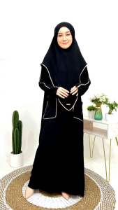 Yumna Dress Gamis Abaya Premium Set Khimar Kerudung Bahan Polo Linen All Size Terbaru