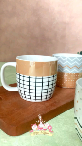 Mug bijian keramik emas minimalis hitam putih