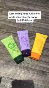 Sale 2/9 -Dòng Kem Chống Nắng 3 Màu Cellio Sun Cream Spf 50+ PA+++ Giúp Bảo Vệ Da Cho Làn Da Luôn Mịn Màng Tươi Sáng Tube 70ml - Hàn Quốc