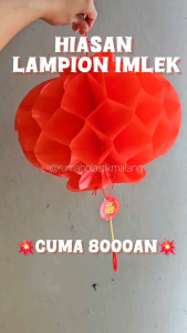 lampion gantung kertas imlek merah lentera hiasan dekorasi dekor hari raya tahun baru cina gong xi xin nian kuai le sekolah kantor rumah murah gantungan atap tembok dinding hiasan