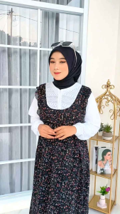 Gamis Ceruty Motif Mix Brukat Premium Terbaru Bronello Dress Wanita Gamis Lebaran Fashion Muslim