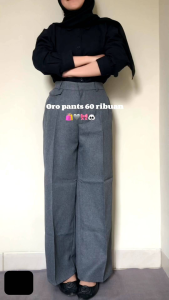 ORO PANTS HIGHWAIST PREMIUM - Oro Pants Bahan Semi Woll - Kulot Loose Pants Trouser Wanita - Celana Anti Kusut - Celana Kantor wanita
