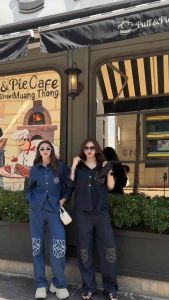 ชุดเซทเสื้อแขนยาว + กางเกงขายาว ปัก LOEWE มี 2 สี