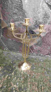 Tempat Lilin Kuningan Polos Cabang 3 Warna Kuning 1 Pcs