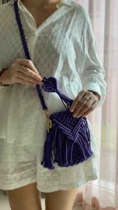 Handmade macrame crossbody SWY bag women bag with keychains กระเป๋าแมคrame แฮนด์เมดสะพายไหล่ พร้อมพวงกุญแจ