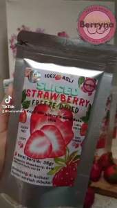 Berryna Crispy Strawberry Slices Sweet Irisan Stroberi Freeze Dried New Baru Garing Cemilan makanan ringan Buah kering 35g