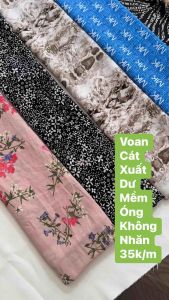 Vải Voan xốp Hoa -Voan cát Hàn Quốc -họa tiết  xinh- sắc Nét-may váy maxi-áo