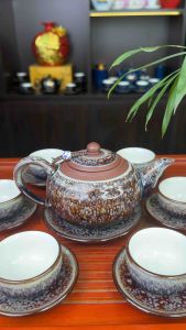 Bộ Ấm Trà Tử Sa Tống Cẩm Thạch Lòng Trắng - Nghệ Nhân Ưu Tú Vương Mạnh Tuấn - Ấm Chén Bát Tràng