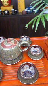 Bộ Ấm Trà Tử Sa Hoả Biến Ngọc Thạch - Nghệ Nhân Ưu Tú Vương Mạnh Tuấn - Ấm Chén Bát Tràng