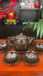 Bộ Ấm Trà Tử Sa Mã Não Vuốt 400ML - Nghệ Nhân Ưu Tú Vương Mạnh Tuấn