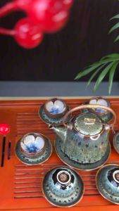 Bộ Ấm Chén Siêu Ngọc Đá - Bộ Ấm Trà Men Hoả Biến Bát Tràng Cao Cấp