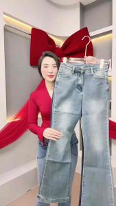 sale [100cm ]- Quần jeans nữ ống loe 1n túi hộp có 2 màu chất jean mềm co giãn từ 40-75kg