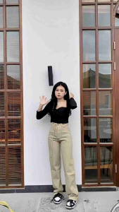 Highwaist Loose Jeans Kulot Jeans Wanita
