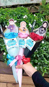 Buket Bunga mini hari guru Bonus Pena// kode (BBTP)