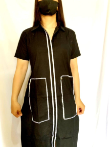 Dress Wanita Ala Korea Midi Dress Basic Vintage Dress Fashion Formal Dress Warna Putih Hitam Ercin Zh